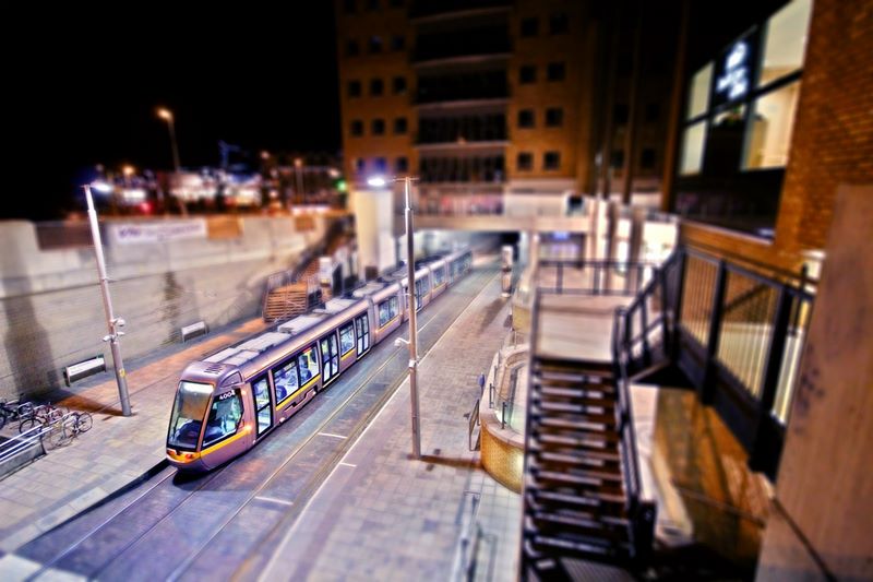 Light Rail System: Ballaly Luas stop in Dundrum, Dublin, Ireland.