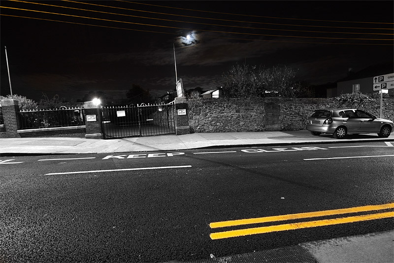 Swamped Moonlight: Upper Kilmacud Road, Dundrum, Dublin, Ireland.