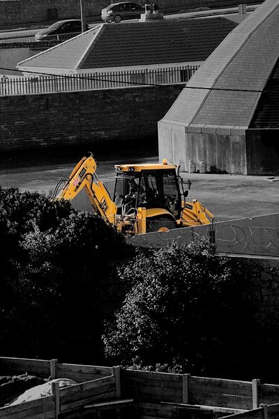 Brand identity: A mechanical excavator at Sandyford Industrial estate, South Co. Dublin, Ireland.