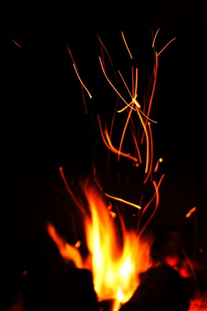 Sparks: Timber and turf (peat) fireplace.